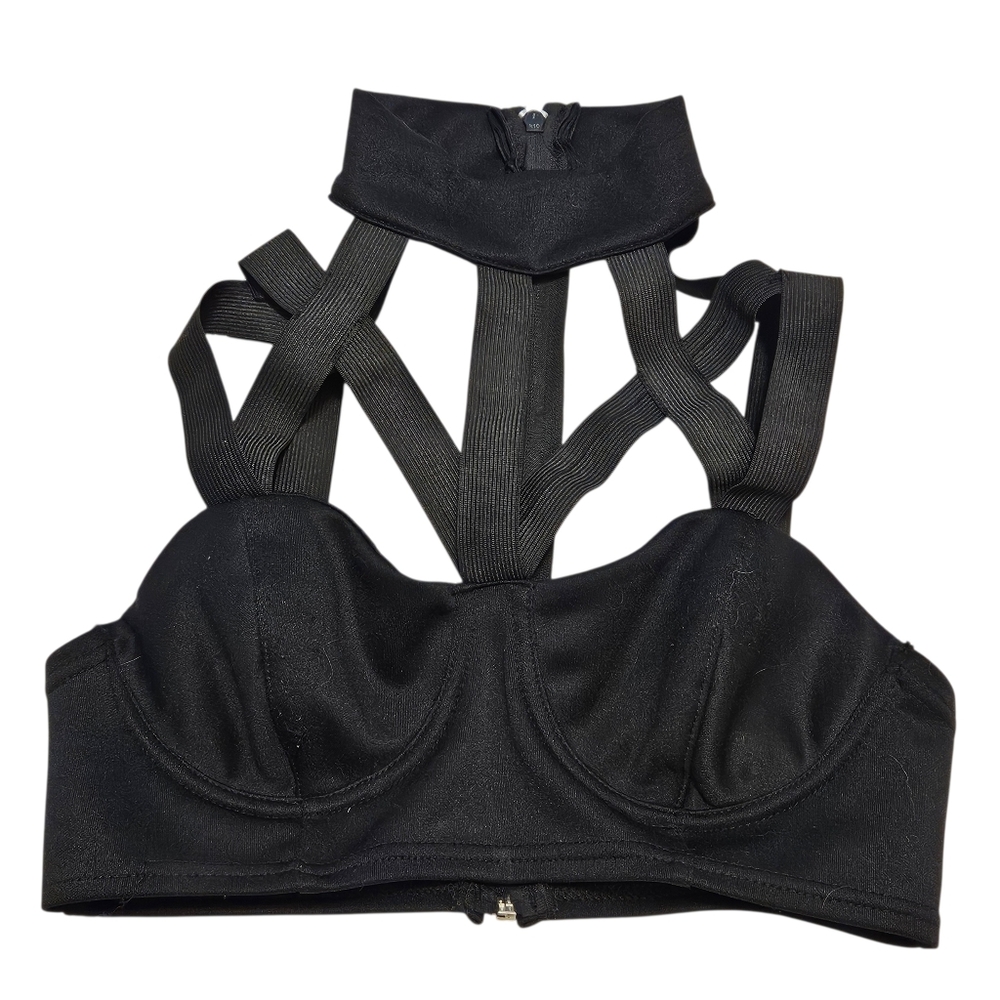 Party City Strappy Collared Cage Top with Zipper Back